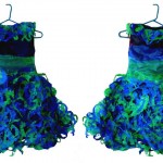 Blue-green Dress made of Recycled Plastic Bags